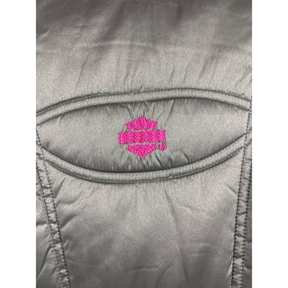 Women’s Harley Davidson XL Black Quilted Puffer Vest with Pockets & Logo on Back - Picture 4 of 5